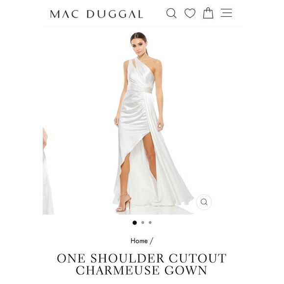 Mac Duggal NWT Authentic $398 One Shoulder Cutout White Charmeuse Dress size 4 s - Picture 6 of 14